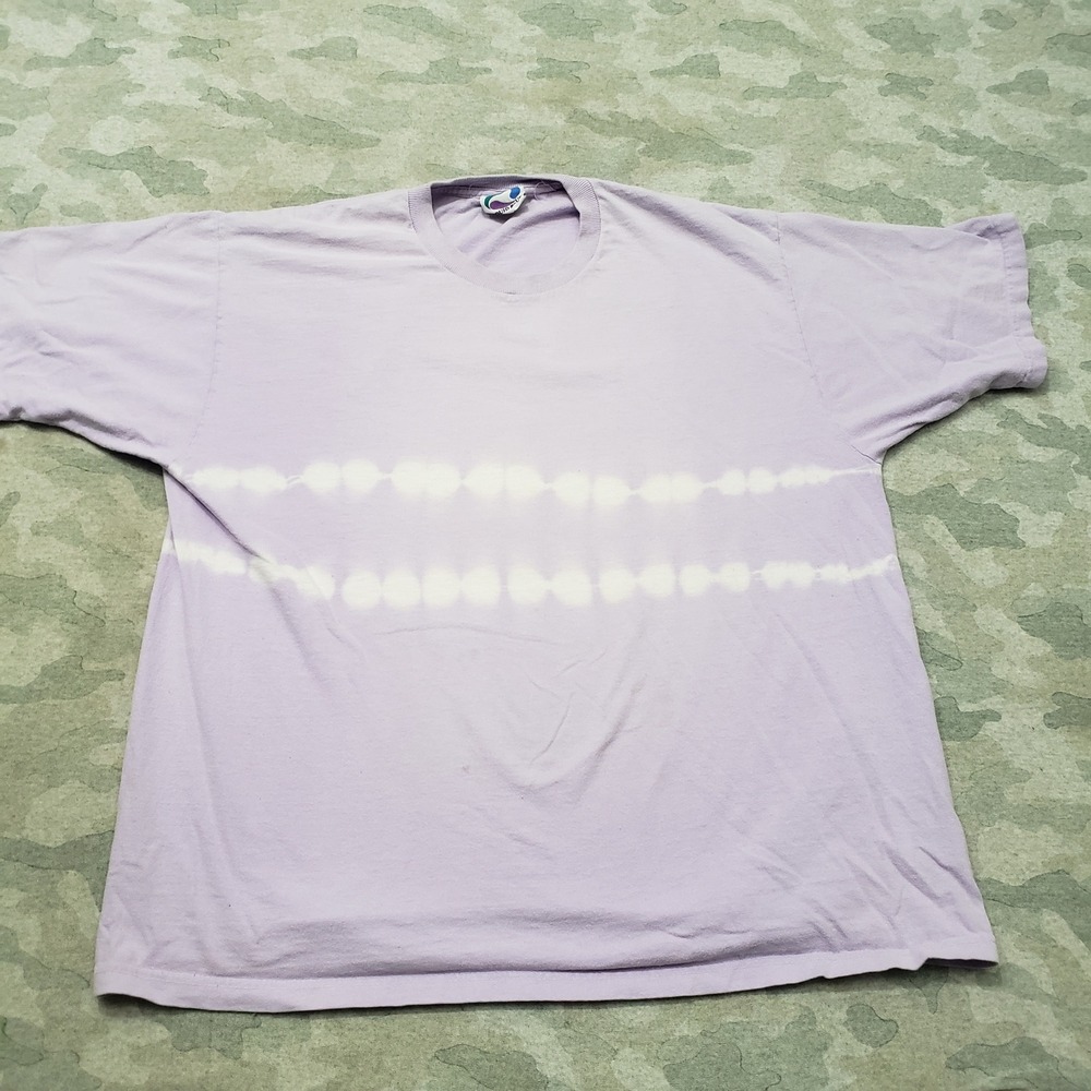 Vintage Liquid Blue Top Women Large Purple Tie Dye Short Sleeve